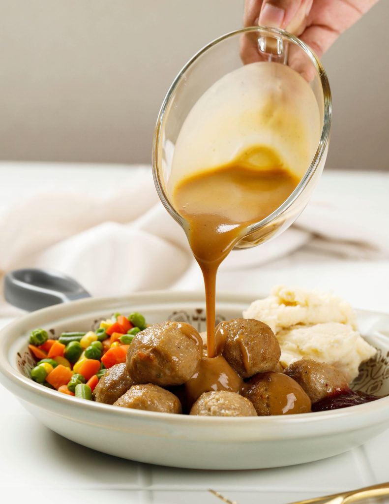 Swedish-Style Bison Meatballs with Mushroom Hunters’ Sauce & Lingonberry Jam
