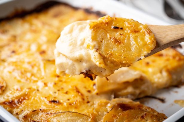 Potatoes Au Gratin with Caramelized Onions & Bacon